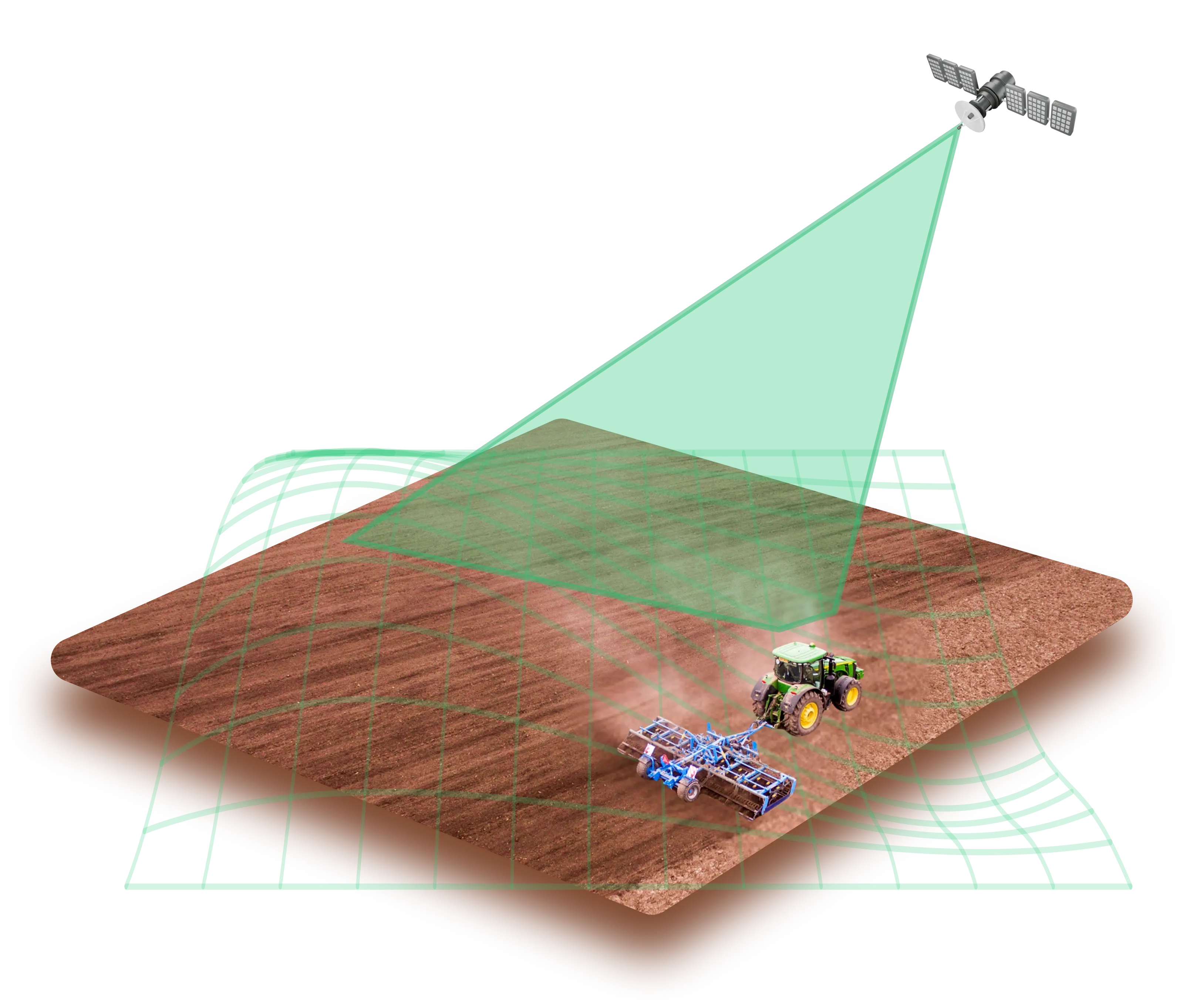 farm with tractor and satellite